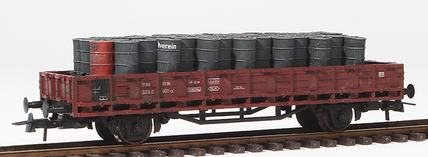 REI Models 48780151 - German Petroleum Drum Transport loaded on a 2 axle DRG flat car